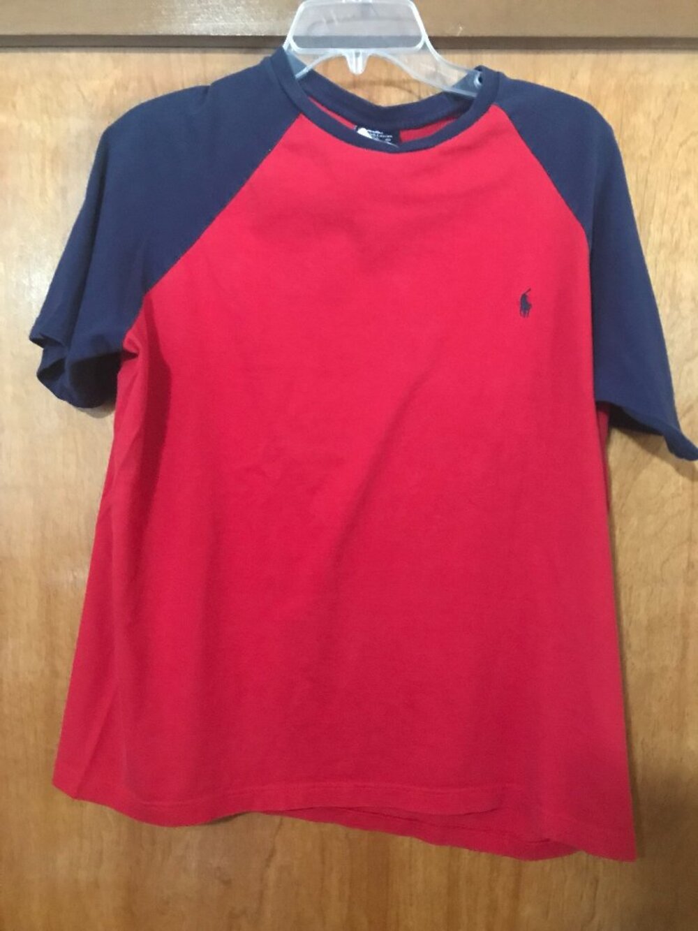 Ralph Lauren Mens Polo T-Shirt Medium Red & Navy Short Sleeve 100% cotton
